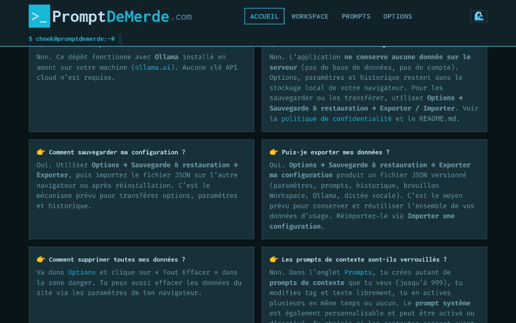 Accueil — questions fréquentes
