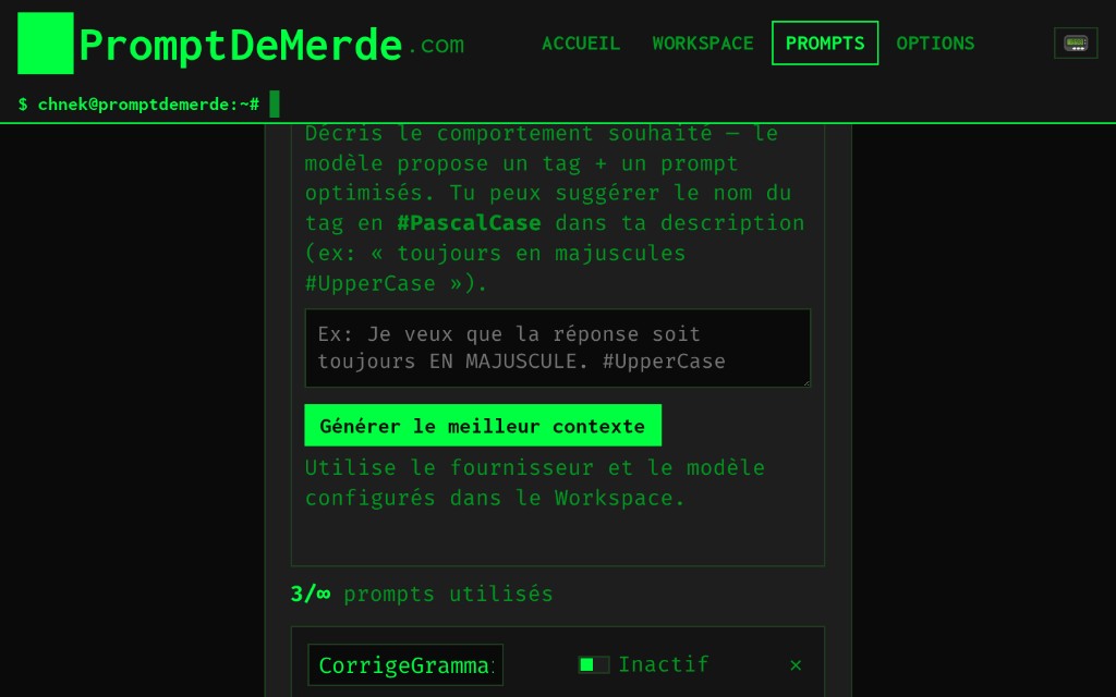 Prompts — génération par intention (IA)