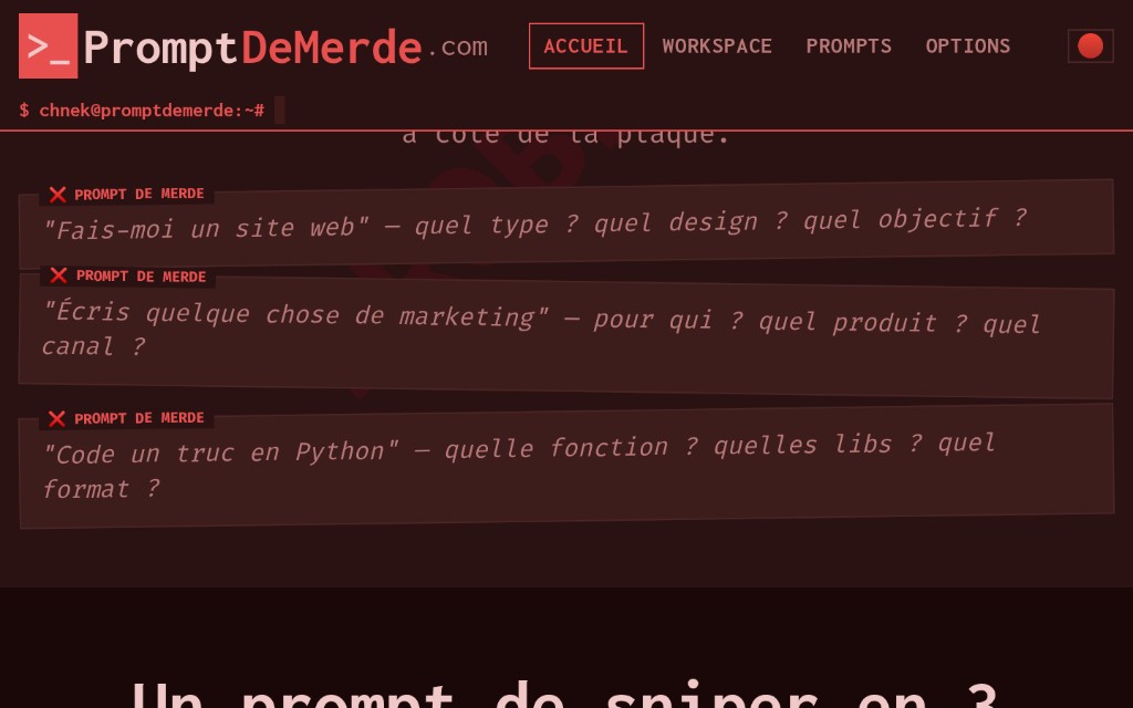 Accueil — exemples de mauvais prompts