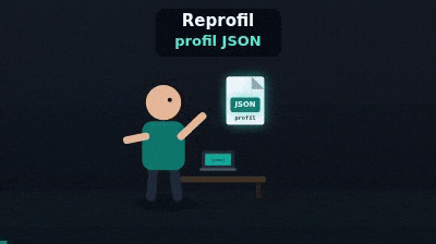 Animation — reprofil, exportation LAN, importation et échange d’une archive de profil JSON